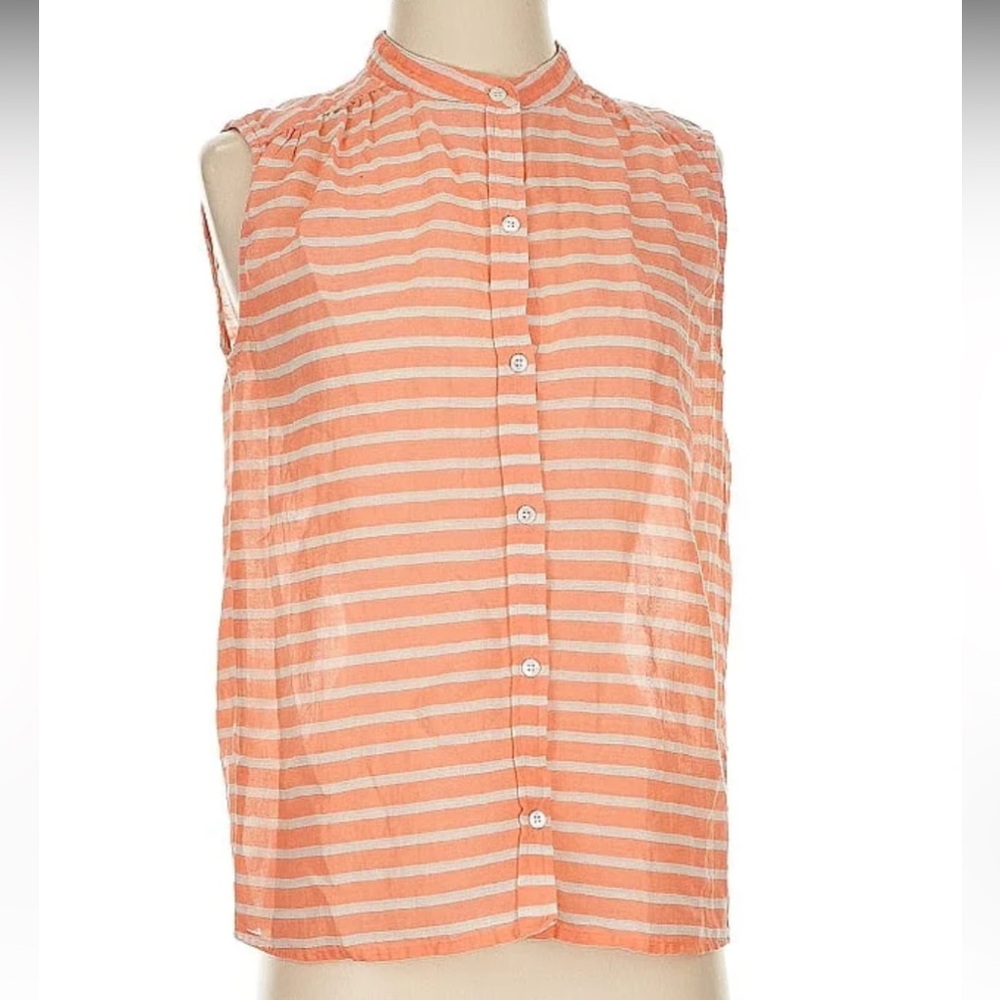 J. Crew Semi-Sheer Orange Striped Top